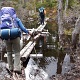 Crossing the iffy bog bridges.