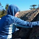 Darlene and Kim getting ready to climb the boulder.
