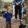 Intrigued by the doggie and the stick.