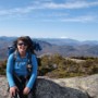 Jen and the Presidential range behind her.