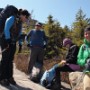 Bundling up for the exposed ledge walk.