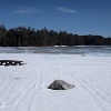 Snow covered beach.
