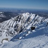 Pamola, Chimney Peak, Himney Gully, and the Knife Edge from the summit of Baxter Peak.