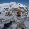Icy entrance to the Saddle Trail.